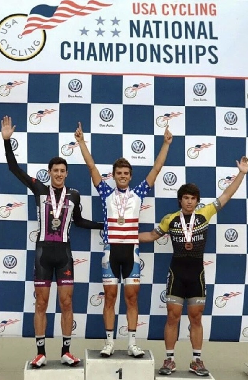 Jake Silverberg, two-time USA national cycling champion, on the podium